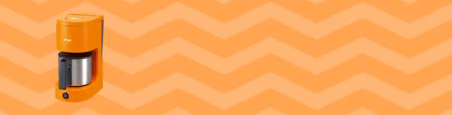 orange coffee maker banner